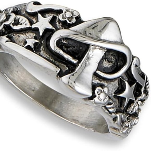 Stainless Steel Mushroom & Star Ring: Size 6 - Picture 6 of 7